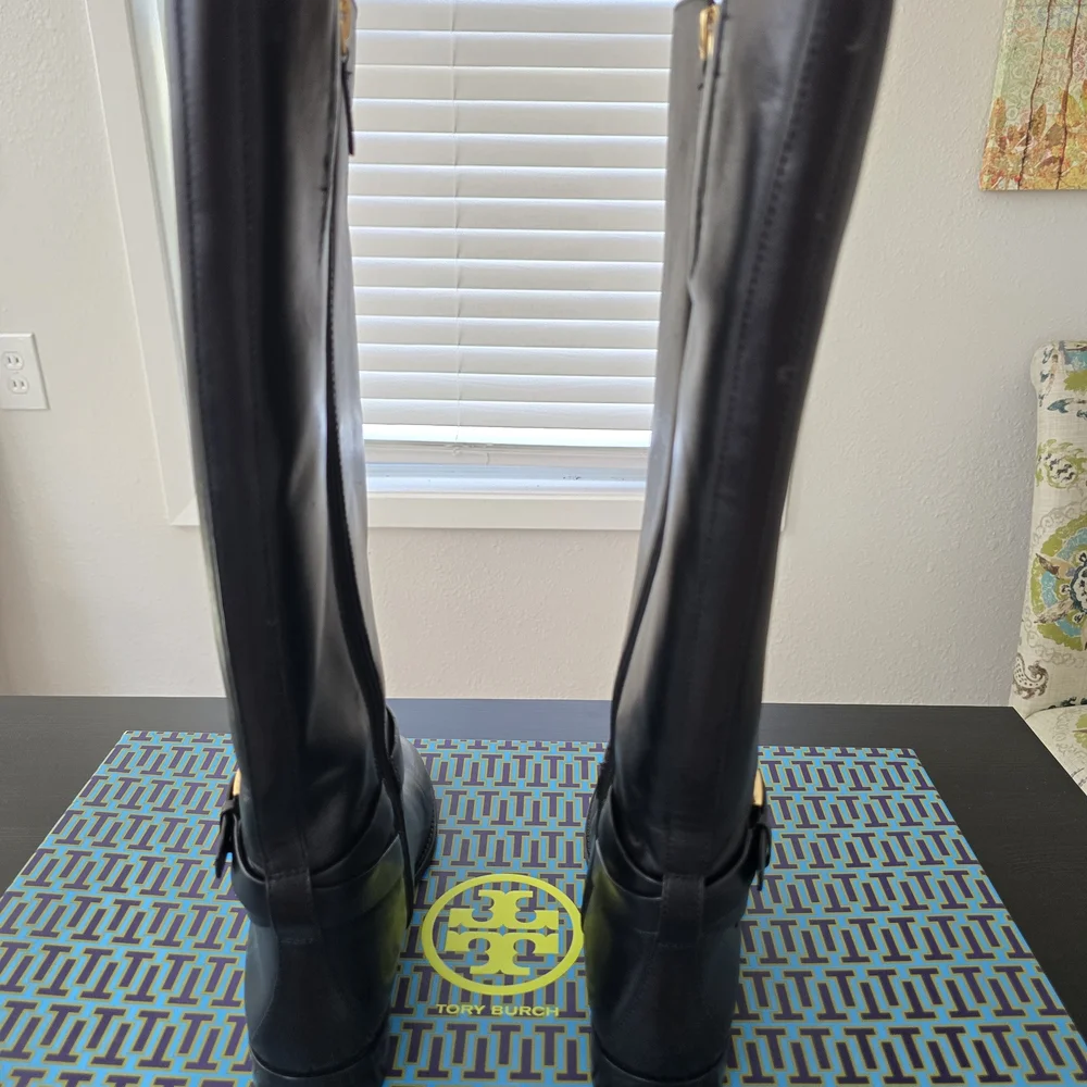 NIB Tory Burch Brooke Black Leather Knee-High Riding Boots